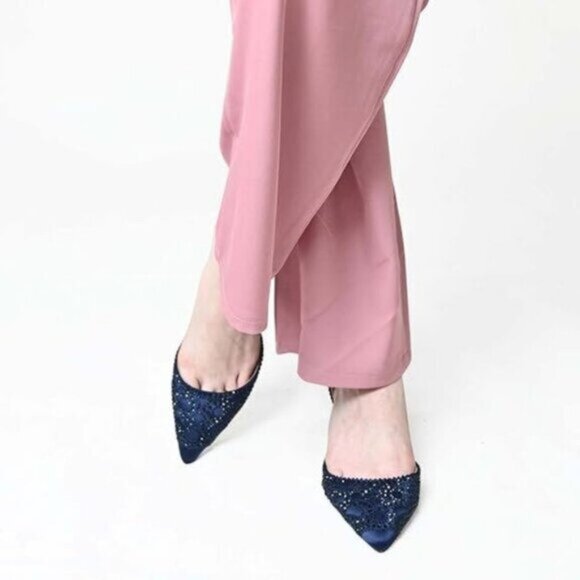 Size 7.5 XYD Women’s Satin Pumps Pointed Toe D'Orsay Crystal Heels Rhinestone - Picture 2 of 12